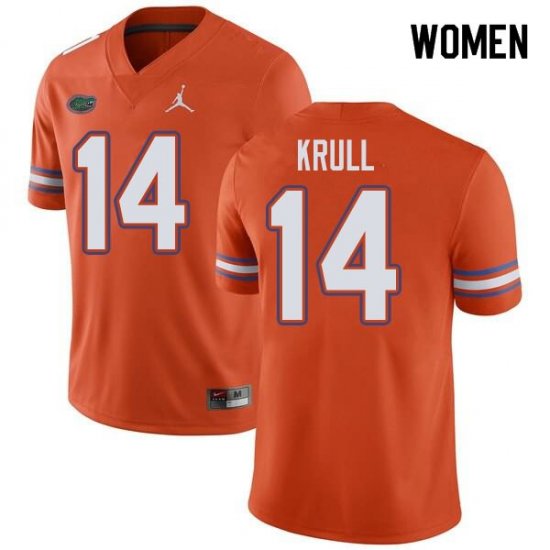 Women's Florida Gators #14 Lucas Krull NCAA Jordan Brand Orange Authentic Stitched College Football Jersey WPB1462HE